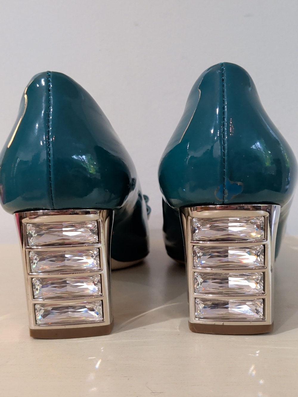 Miu Miu Teal Patent Leather Heels With Bows Size 36.5 - Picture 5 of 13